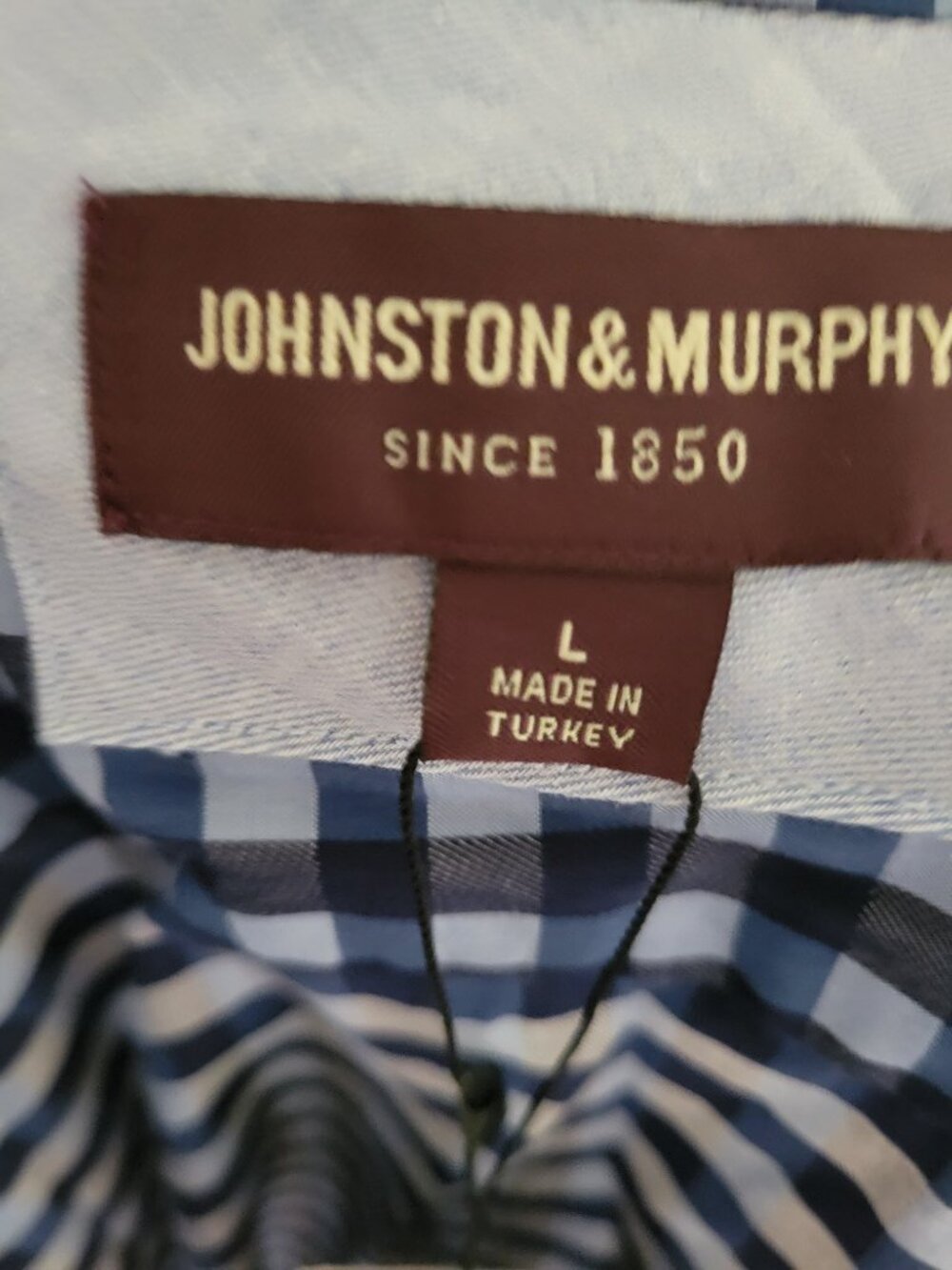 NWT Johnston & Murphy Size L Checkered Shirt - Picture 3 of 6